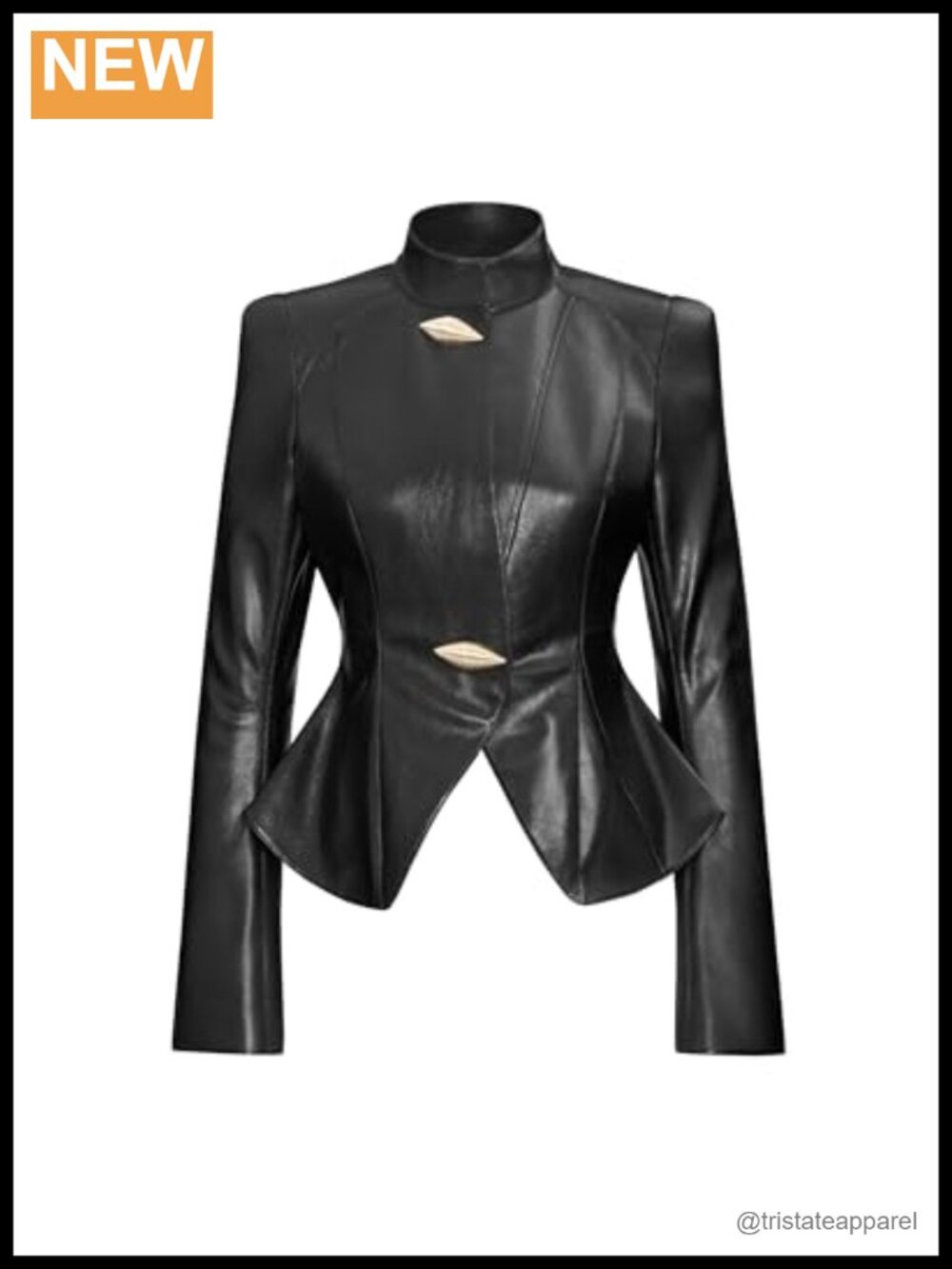 Metallic Conch PU Jacket Blazer with Button Closure - Regular Fit
